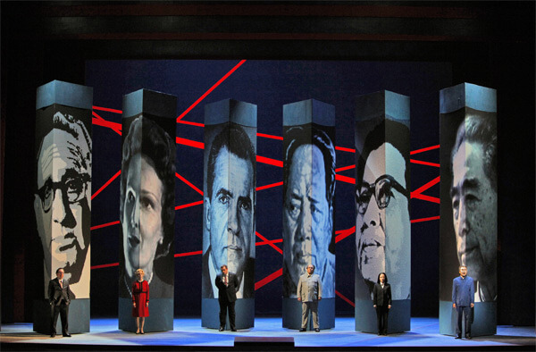 Patrick Carfizzi (Henry Kissinger), Maria Kanyova (Pat Nixon), Brian Mulligan (Richard Nixon), Simon O'Neill (Mao Tse-tung), Hye Jung-Lee (Madame Mao) and Chen Ye Yuan (Chou En-lai) - Photo by Cory Weaver