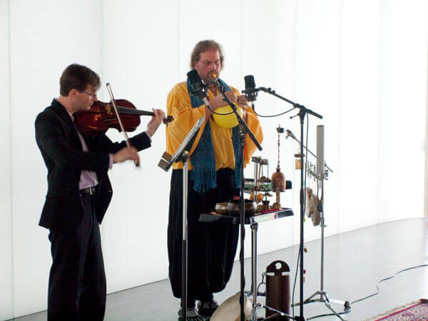 Violist Michael Hall and composer Paul Rudy at UMKC Summer Composers Workshop (photo credit: Stephen Butler)