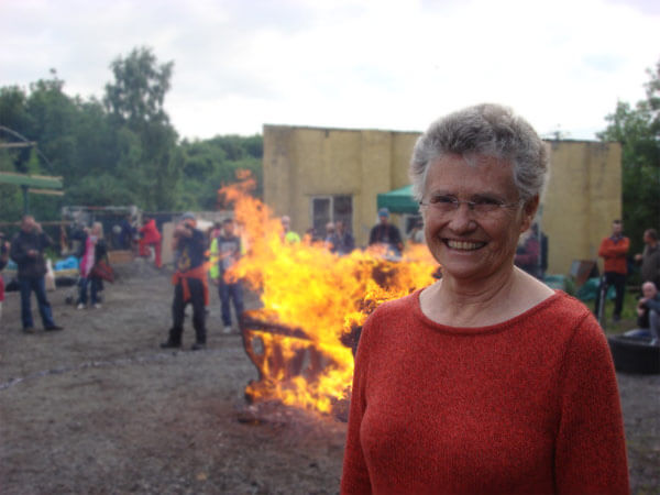 Annea Lockwood during Piano Burning, photo by Xenia Pestova