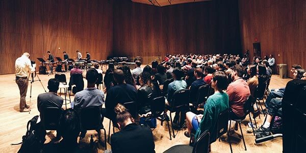 Sandbox Percussion Performing Lang's the so-called laws of nature (Part II) - Photo by Aaron Holloway-Nahum