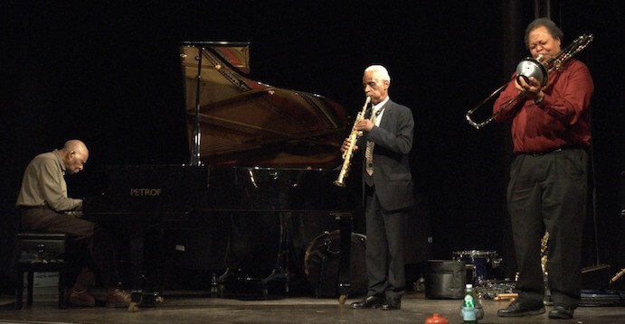 Muhal Richard Abrams, Roscoe Mitchell, and George Lewis-- Photo by R.I. Sutherland-Cohen