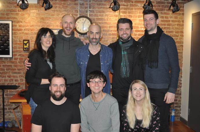 Front row, left to right: Taylor Roig (sound recording), Scotty Phillips (tenor saxophonist), Mia Hartley Back row, left to right: Lisa Reynolds (ASL interpreter) Bryan McNamara (Baritone Saxophonist), Douglas Ridloff, Cole Belt (Bass Saxophonist), Thomas Giles (Baritone Saxophonist)