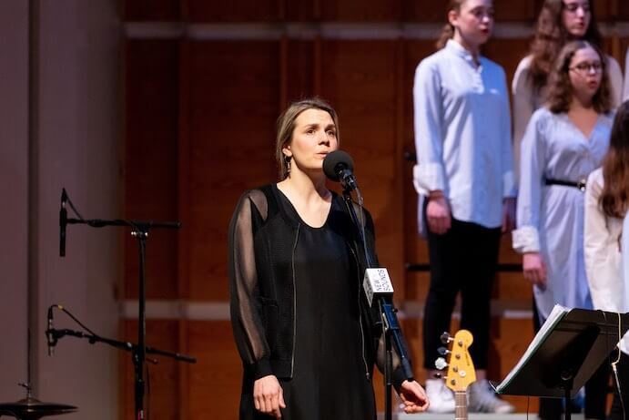 Alev Lenz and Brooklyn Youth Chorus--Photo by David Andrako