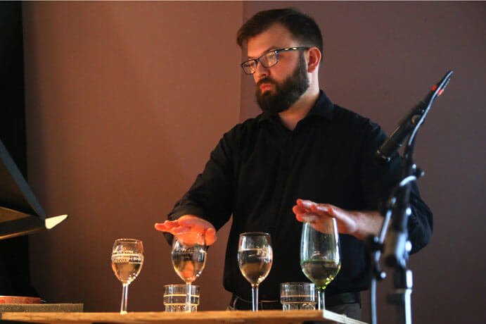 Percussionist Luke Rinderknecht of No Exit New Music Ensemble (photo by Emanuel Wallace)