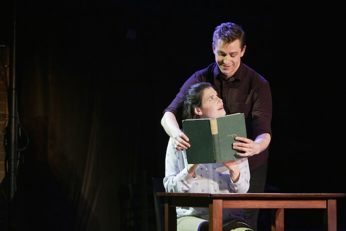 Rebecca Krouner as "Hannah After" and Scott Ballantine as "Hannah Before" in Laura Kaminsky's As One--Photo by Dan Busler