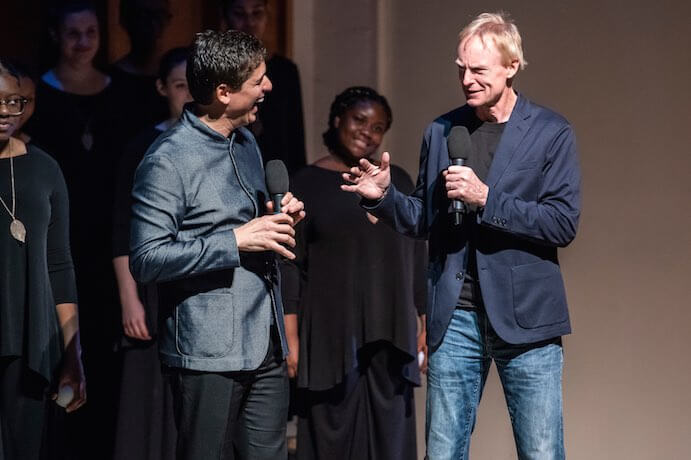 Young People's Chorus of NYC Conductor and Artistic Director Francisco J. Núñez with John Schaefer