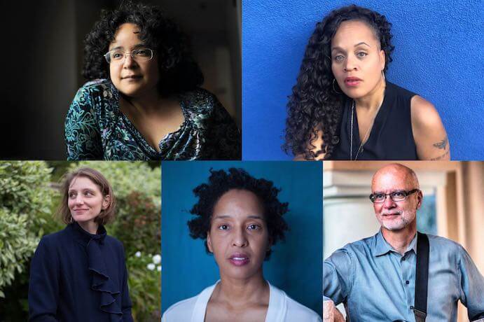 Top row: Gabriela Lena Frank (Photo by Mariah Tauger), Lisa Funderburke Hoffman Bottom row: Vanessa Rose (Photo by Julia Gang), Mankwe Ndosi (Photo by Sally Nixon), Stephen Miles (Photo by Nancy Nassiff) 