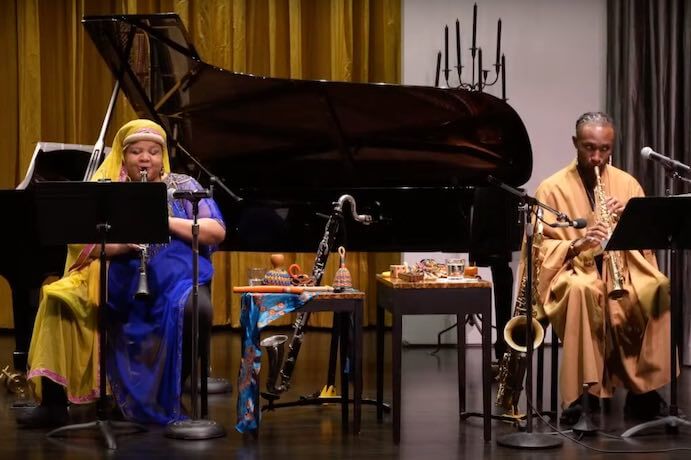 Angel Bat Dawid and Isaiah Collier in Sonata for an Empty Room--Screenshot courtesy of The Arts Club of Chicago