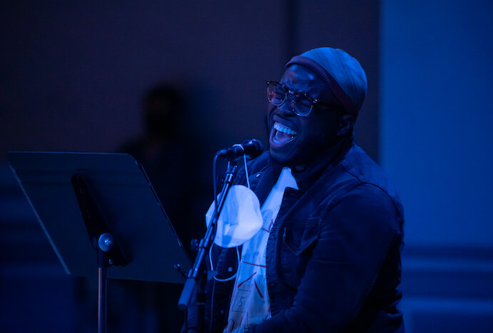 Yaw Agyeman in BLUES BLOOD | BLACK FUTURE--Photo by Wolf Daniel, courtesy of Roulette Intermedium