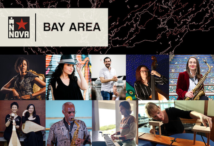 innova Bay Area Pilot Program artists Eki’Shola Abrams, Melinda Martinez Becker, Nicolas Lell Benavides, Lisa Mezzacappa, Beth Schenck, SHENSduo, Lewis Jordan, Julie Herndon, and Anne Hege