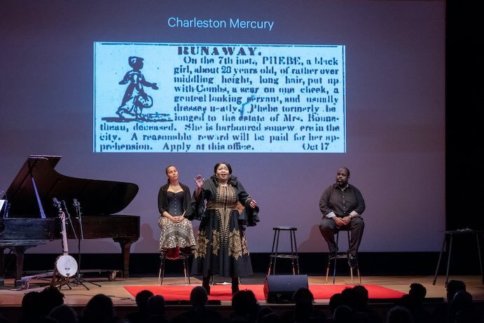 Rhiannon Giddens, Karen Slack, and Reginald Mobley in Shawn Okpebholo's "Songs in Flight" -- Photo by Stephanie Berger