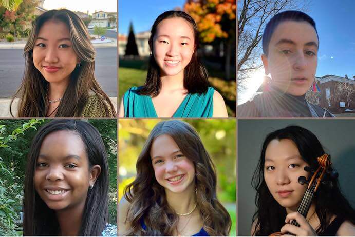 2022-23 Luna Composition Lab Fellows Hannah Chen, Lucy Chen, Lili Masoudi, Gabrielle Smith, Elaina Stuppler, and Isabelle Tseng -- Photos courtesy of Luna Composition Lab