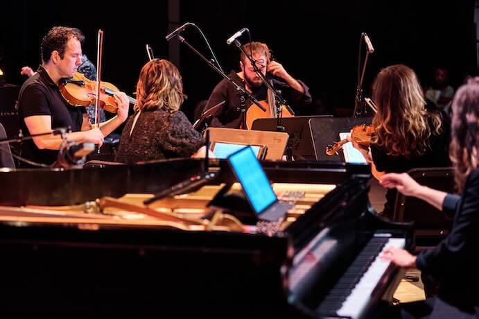 The Mivos Quartet with Yarn/Wire -- Photo by Rob Davidson for Miller Theatre at Columbia University