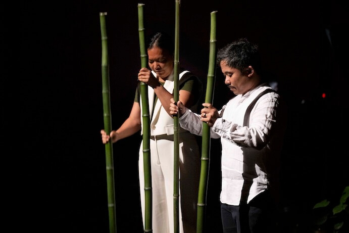 Susie Ibarra and Levy Lorenzo in performing "Sky Islands" -- Photo by Elena Olivo / Asia Society