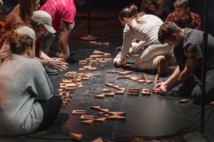 Students create dream scores with Lakota language blocks -- Photo by Michael Valiquette/EMPAC